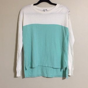 Forever 21 Seafoam and White Hi Low Sweater Small